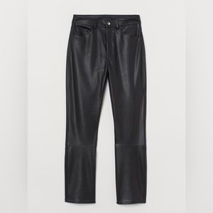 straight leg faux leather pants h&m
